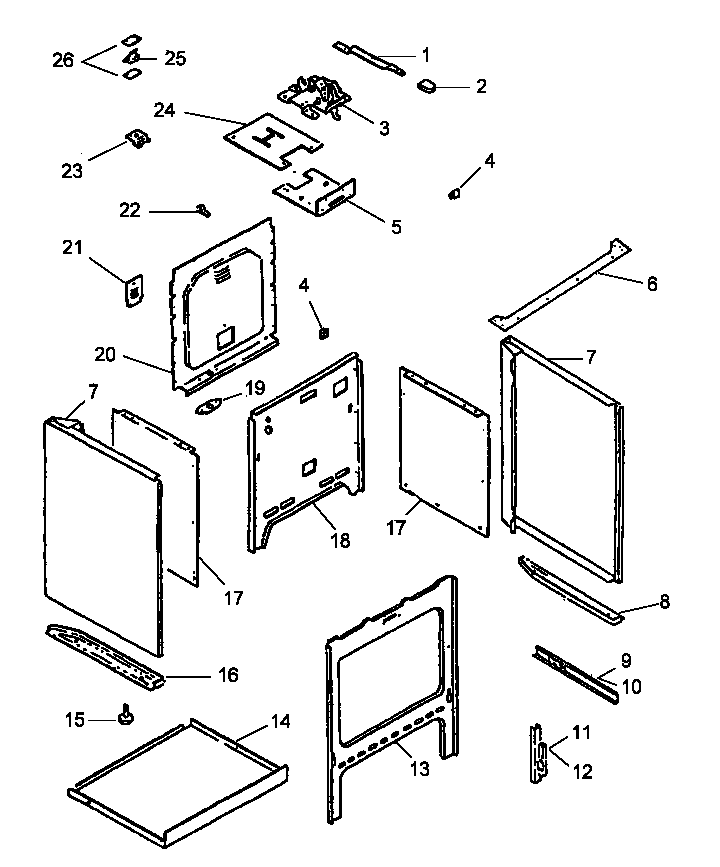 Main Top And Oven Assembly Diagram and Parts List for ART6100E P1142685NE Amana Range