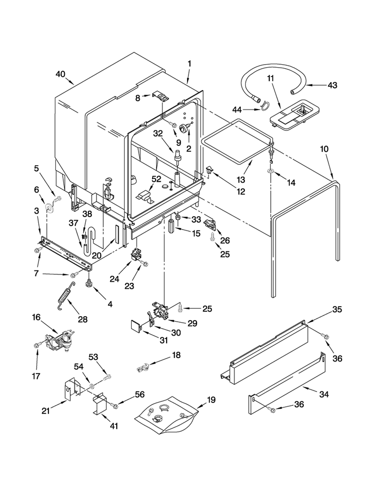 Tub Assembly Parts Diagram and Parts List for MDB3601BWS1  Maytag Dishwasher