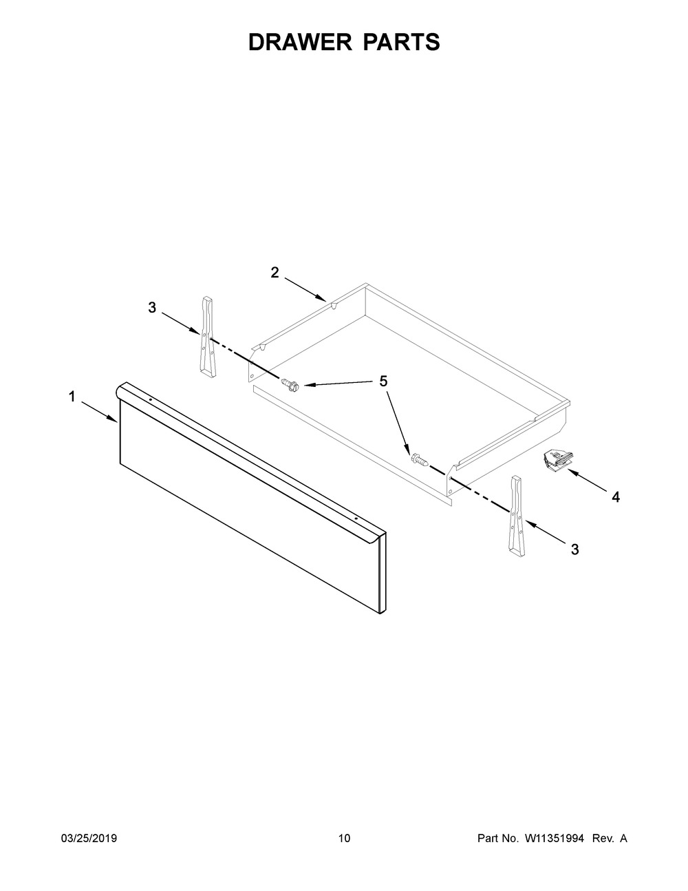 Drawer Parts Diagram and Parts List for YAER6303MFS2  Maytag Range