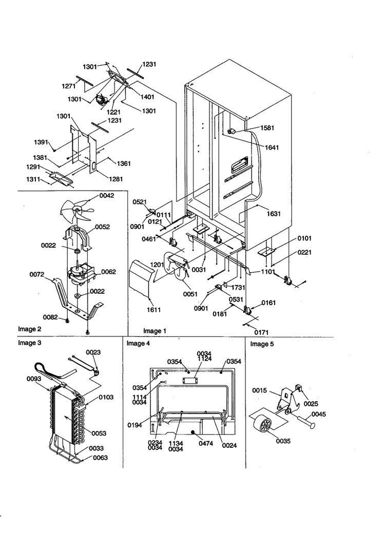 Drain System/rollers/evaporator Diagram and Parts List for SXD23VL-P1315301WL  Amana Refrigerator