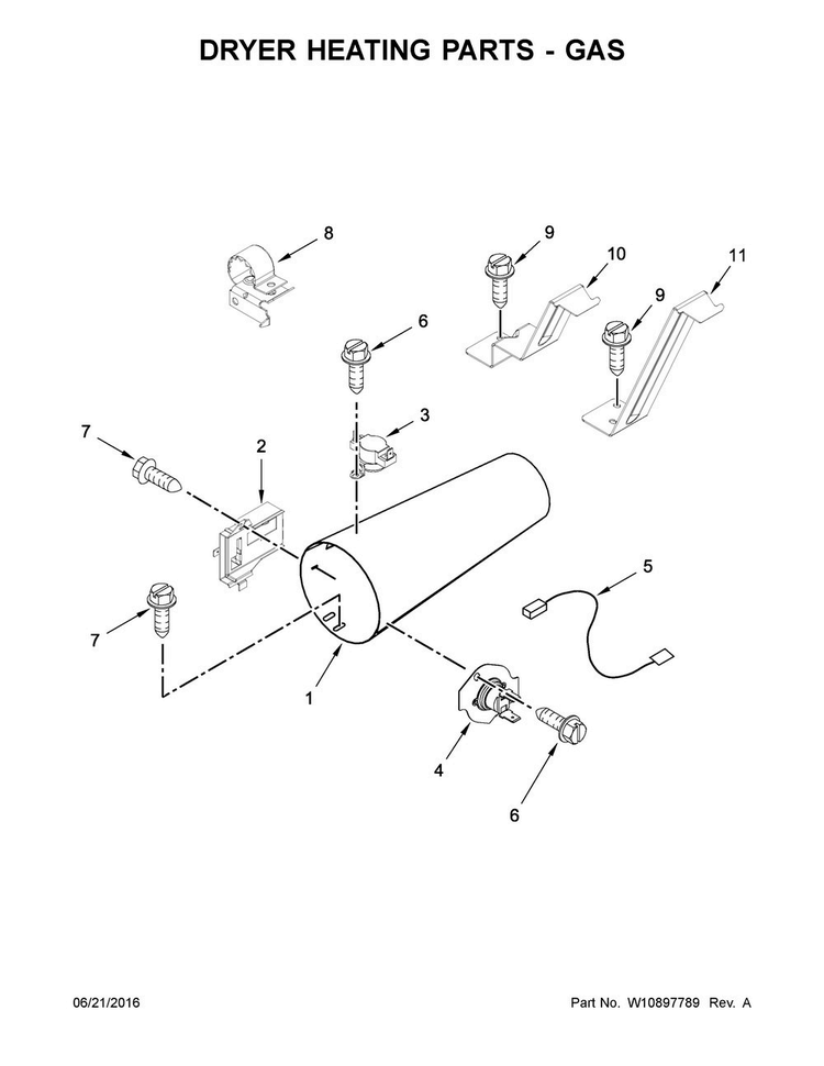 Dryer Heating Parts-gas Diagram and Parts List for MLE20PDCZW0  Maytag Washer Dryer Combo