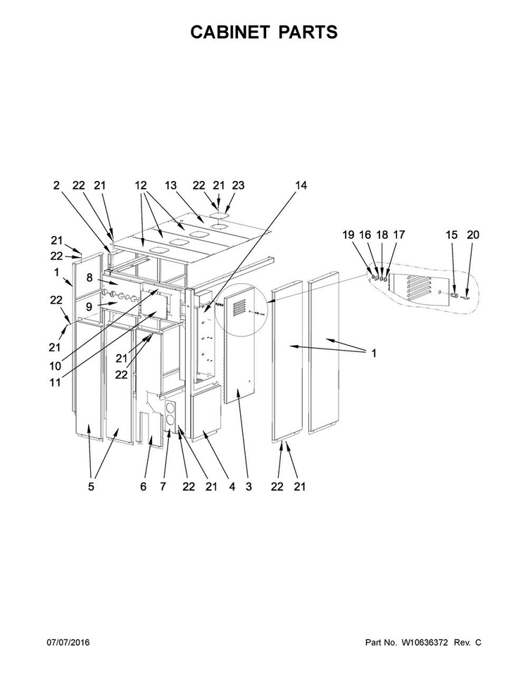 Cabinet Parts Diagram and Parts List for MFS275PTVS  Maytag Washer