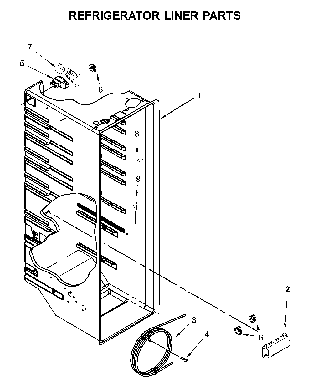 Refrigerator Liner Parts Diagram and Parts List for 1064651753713  Kenmore Refrigerator