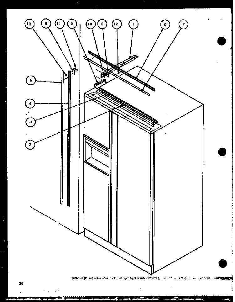 Bi7 Trim Kit Diagram and Parts List for SBD20K-P1102508W  Amana Refrigerator