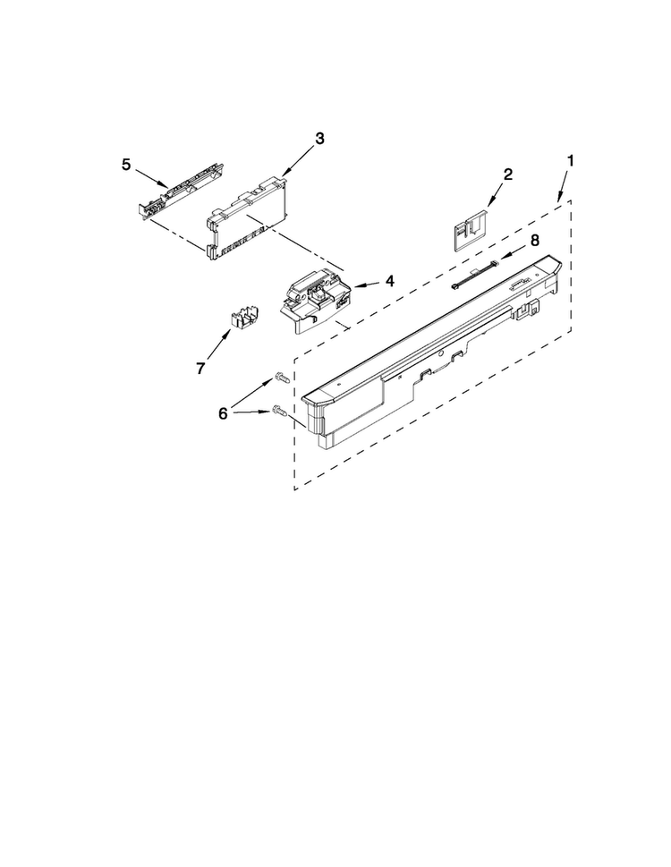 Control Panel And Latch Parts Diagram and Parts List for MDB7759SAB1  Maytag Dishwasher