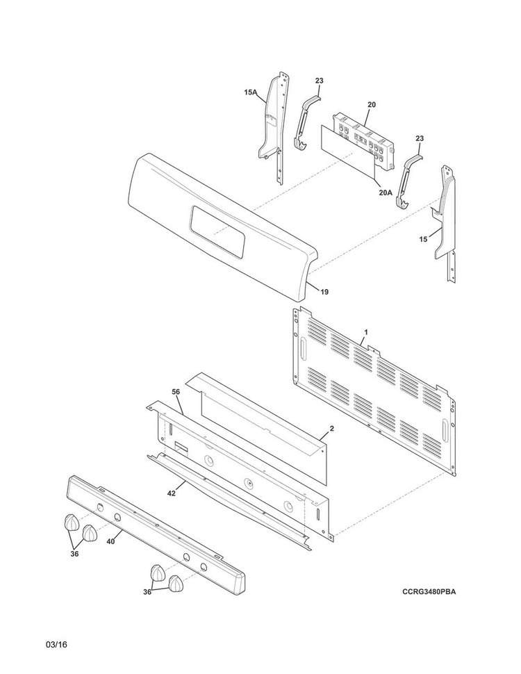Backguard Diagram and Parts List for CRG3480PSC  Crosley Range