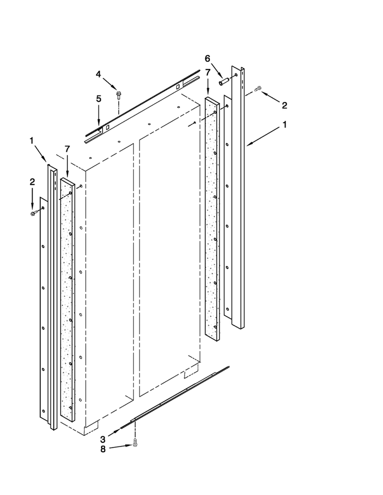 Cabinet Trim Parts Diagram and Parts List for JS42NXFXDW01  Jenn-Air Refrigerator