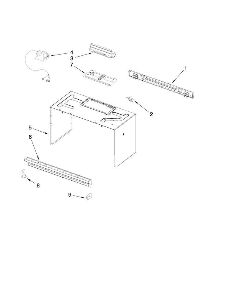 Cabinet And Installation Parts Diagram and Parts List for AMV1150VAB3  Amana Microwave