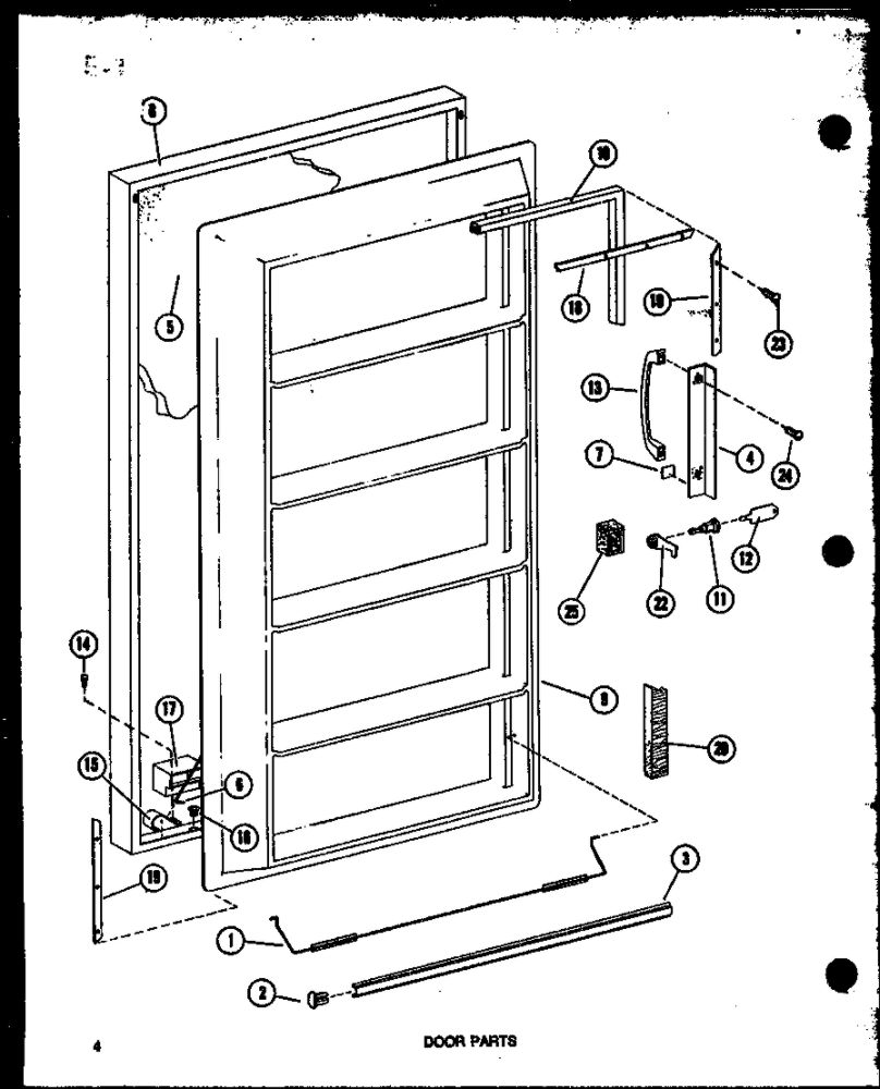 Door Parts Diagram and Parts List for IC2-P3641502W-FRZ  Amana Freezer