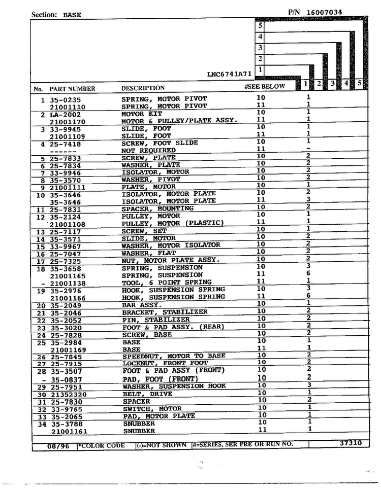 Base Page 2 Diagram and Parts List for 6741A71  Norge Washer