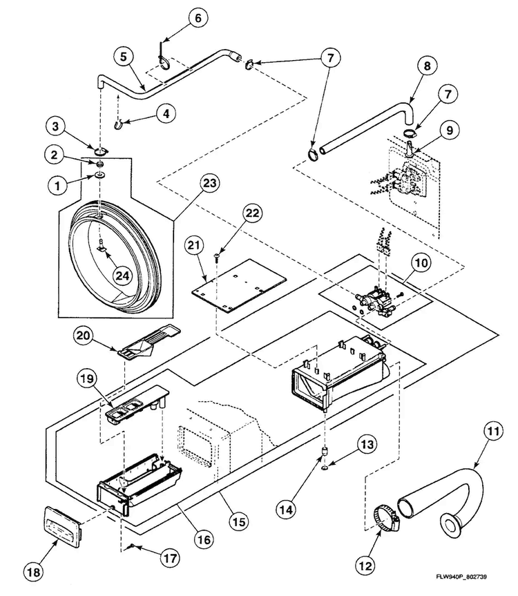 Dispenser Assy Diagram and Parts List for SWFX71WN3000  Speed Queen Washer