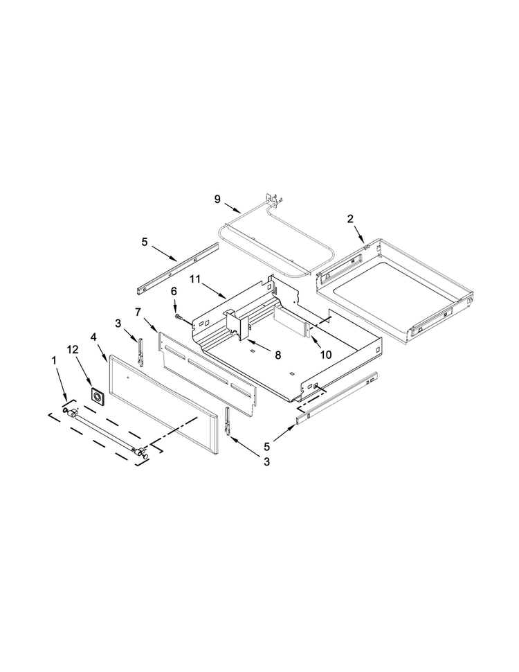 Drawer Parts Diagram and Parts List for MES8880DH0  Maytag Range