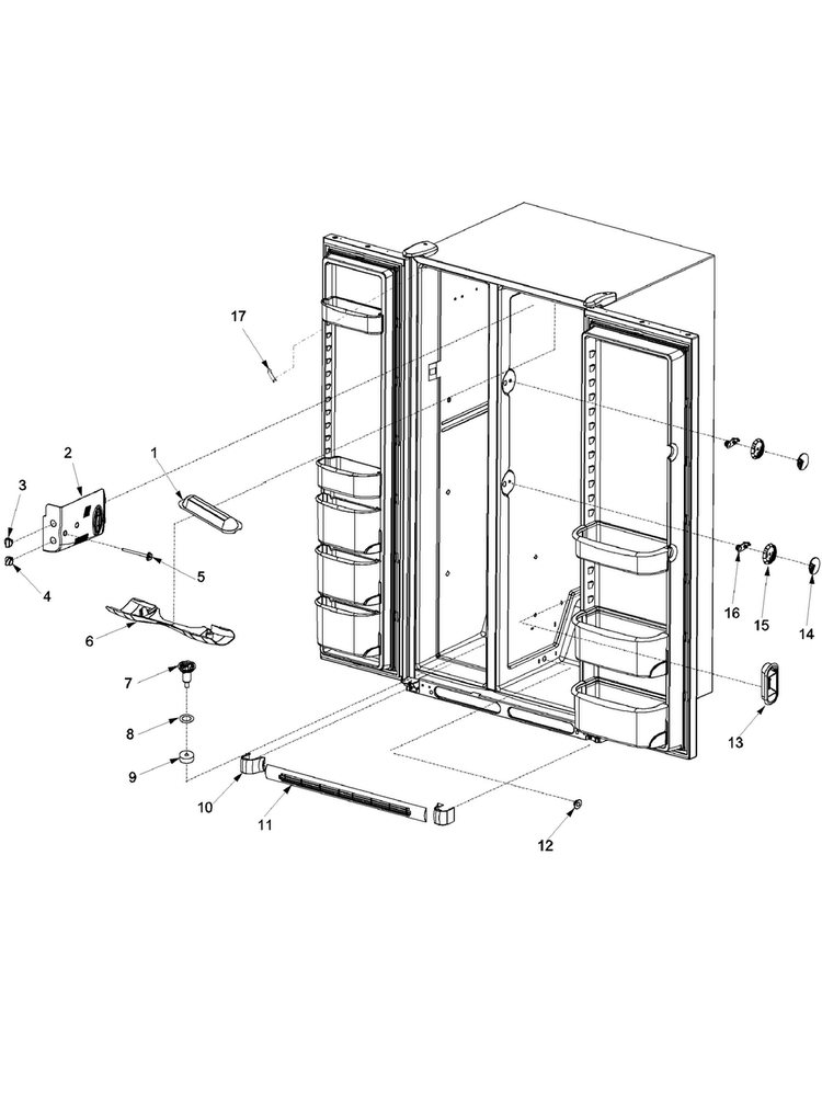 Light Covers And Toe Grille Diagram and Parts List for XRSR465BB-PXRSR465BB0  Amana Refrigerator