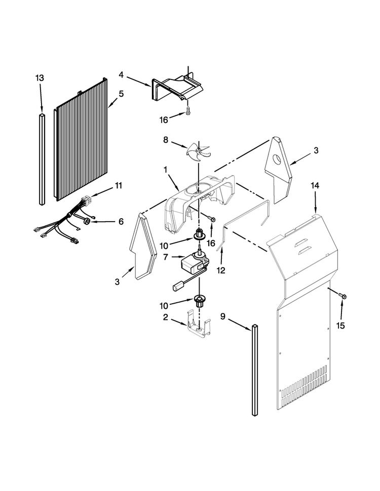 Air Flow Parts Diagram and Parts List for JCD2395WES01  Jenn-Air Refrigerator