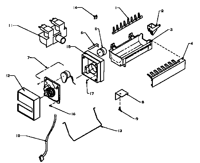 8-cube Compact Ice Maker Diagram and Parts List for SXD25AL-P1162436WL  Amana Refrigerator