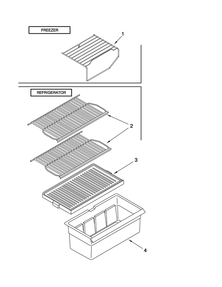Shelf Parts Diagram and Parts List for M5TXDWFXW00  Maytag Refrigerator