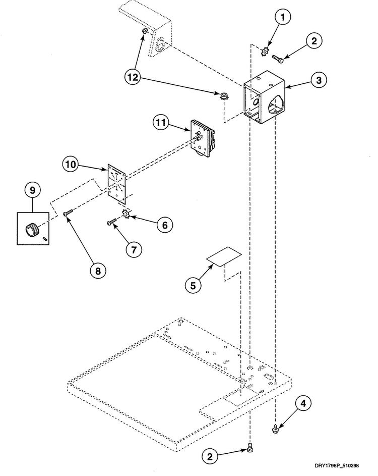 Timer Case Diagram and Parts List for SDG009QF  Speed Queen Dryer