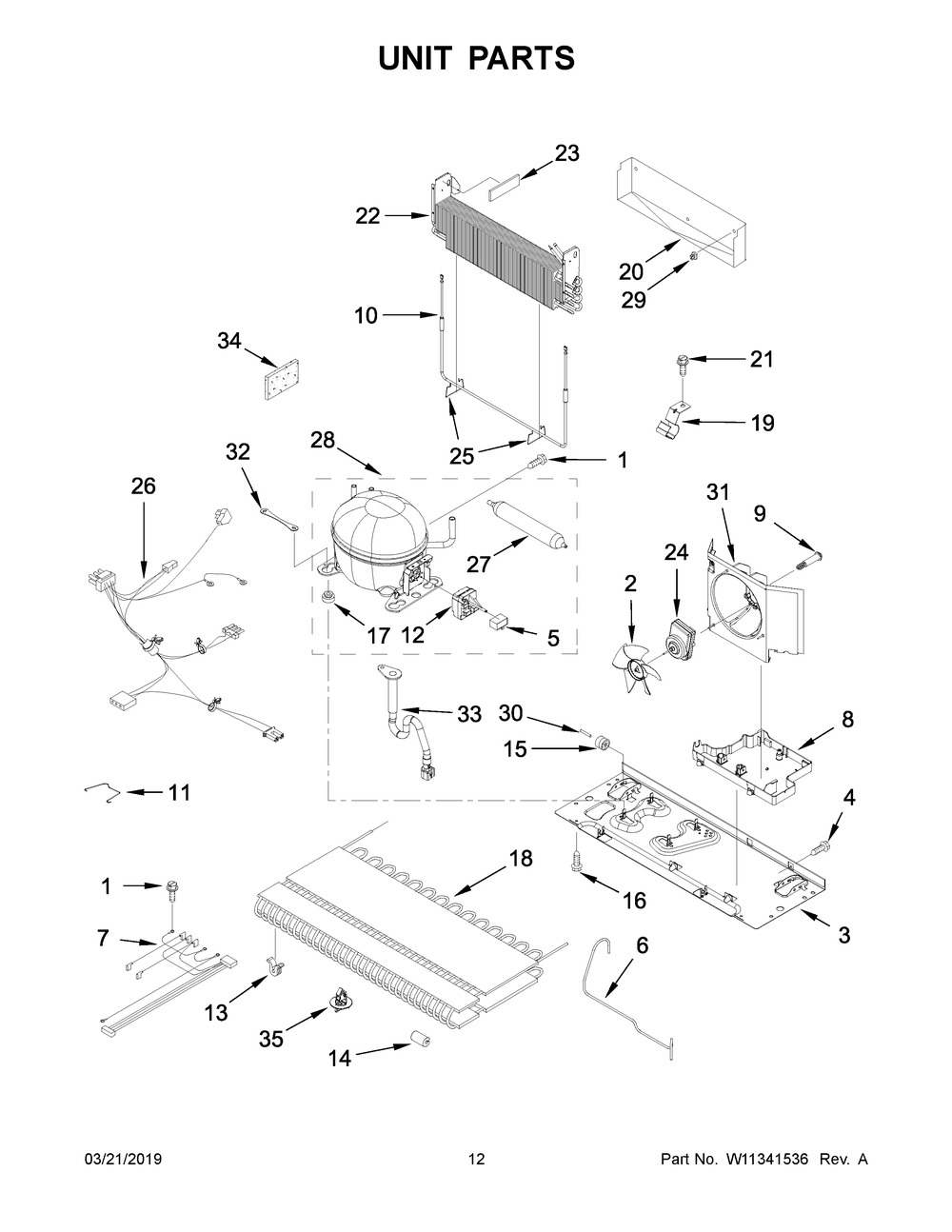 Unit Parts Diagram and Parts List for JFC2089BEM03  Maytag Refrigerator