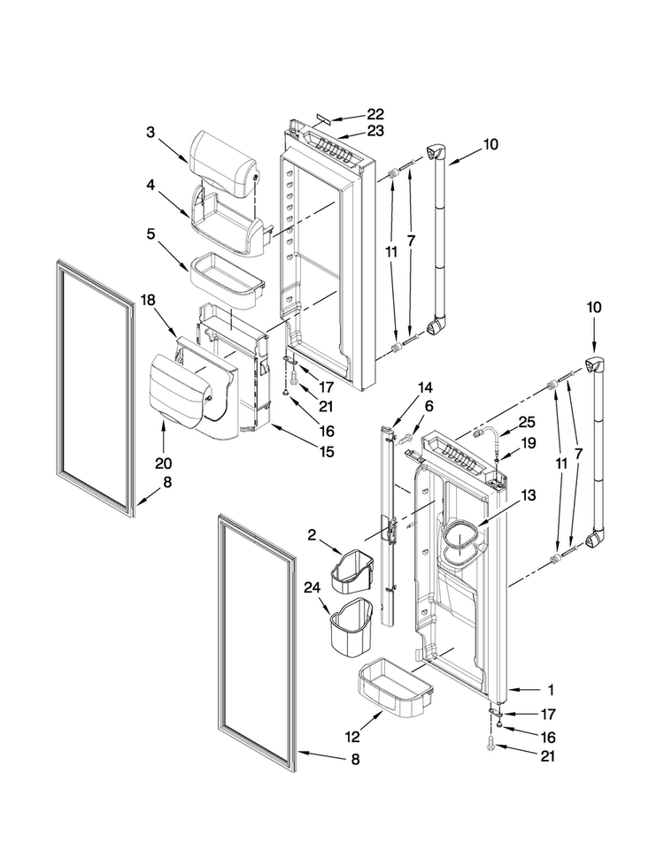 Refrigerator Door Parts Diagram and Parts List for JFI2089AEP5  Jenn-Air Refrigerator