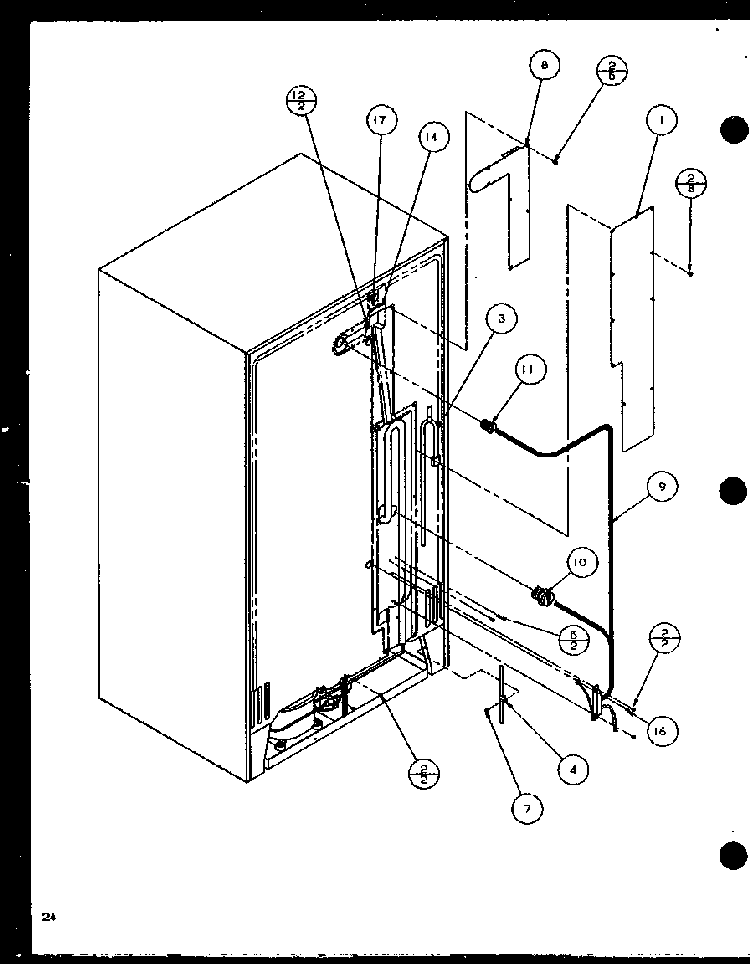 Rollers And Back Unit Diagram and Parts List for SZ25MP2W-P1154904WW  Amana Refrigerator