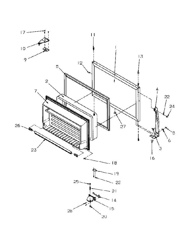 Freezer Door Diagram and Parts List for GTG21B2L-P1193001WL  Amana Refrigerator