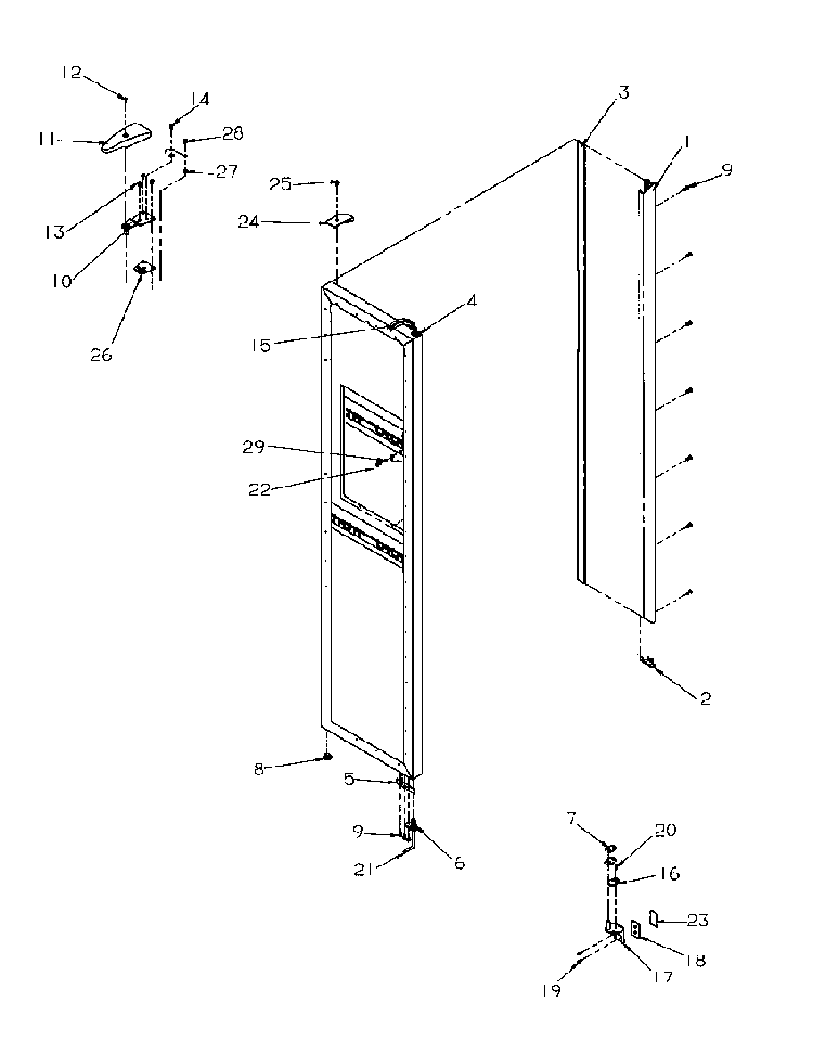 Freezer Door Diagram and Parts List for SRDE528SW-P1184901WW  Amana Refrigerator