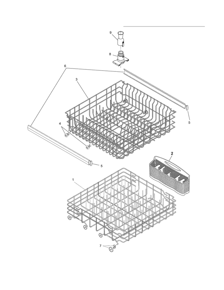 Racks Diagram and Parts List for CDB600KS1B  Crosley Dishwasher