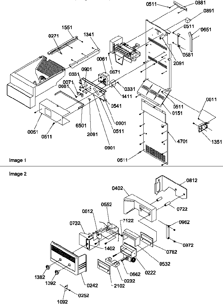 Ice Maker/control Assembly Diagram and Parts List for SRD520TW-P1308801WW  Amana Refrigerator