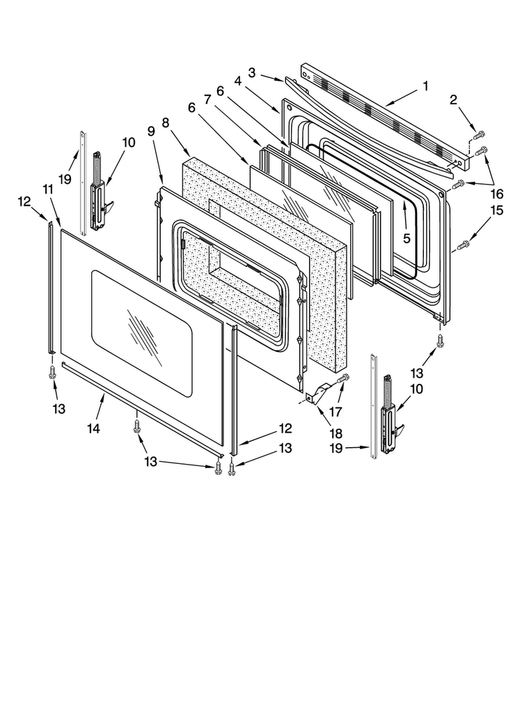 Door Parts, Optional Parts Diagram and Parts List for AER5844VAS0  Amana Range