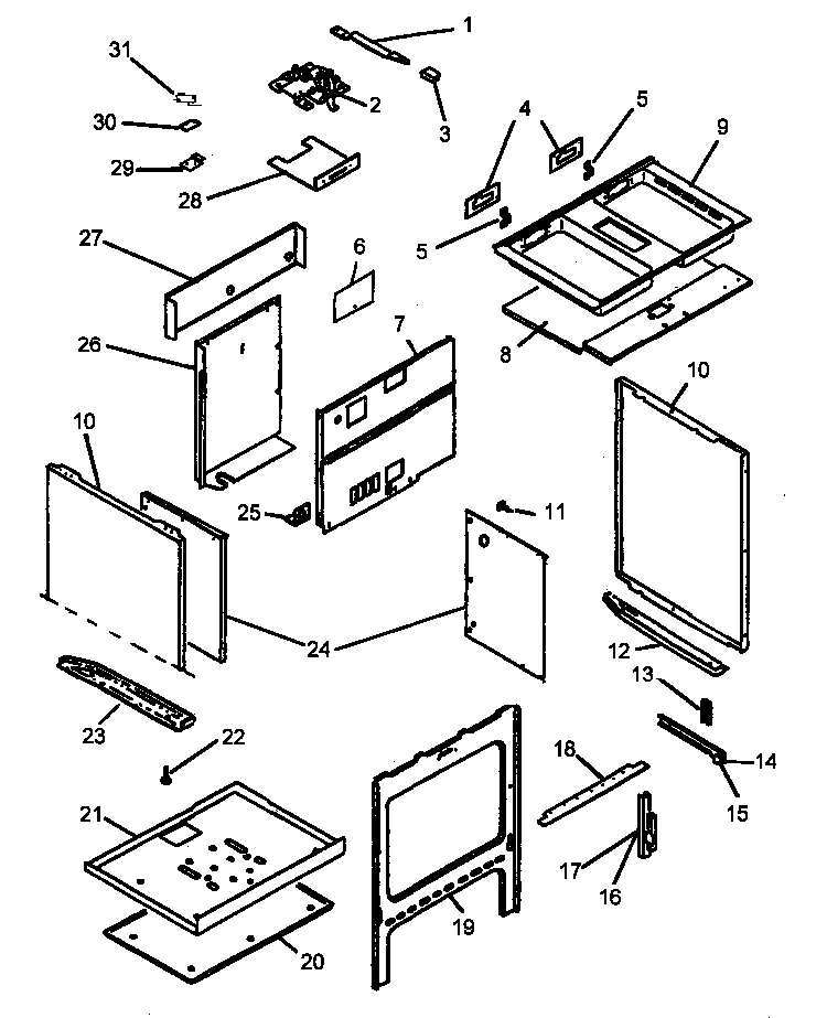 Oven Assembly Diagram and Parts List for CC13W P1155203S Amana Range