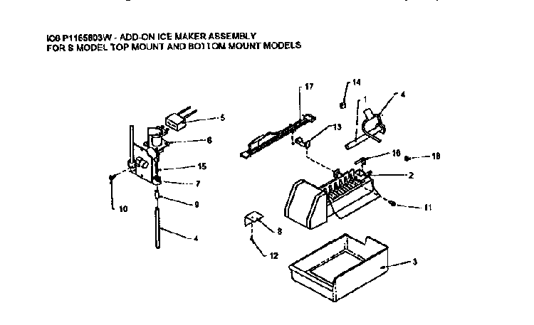 Icemaker Ic6 P1165803w Diagram and Parts List for TR21S4L-P1196102WL  Amana Refrigerator