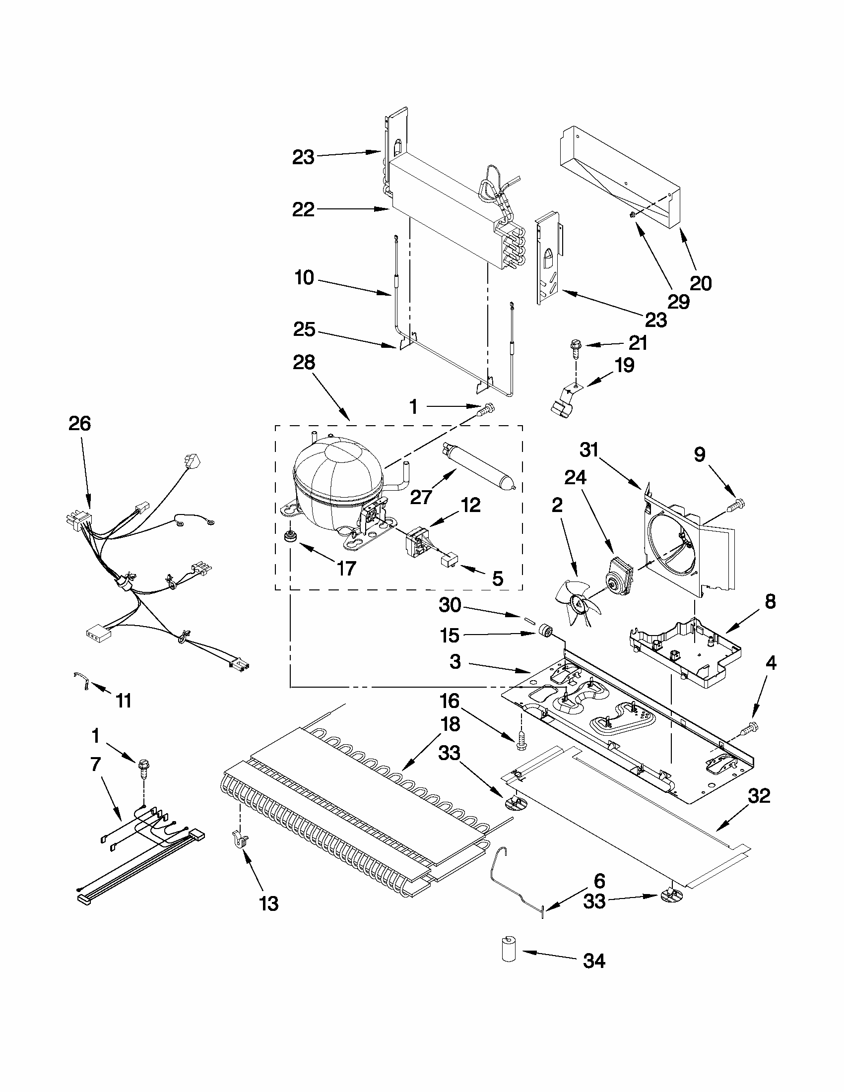 Unit Parts Diagram and Parts List for G37026FEAS6  Maytag Refrigerator