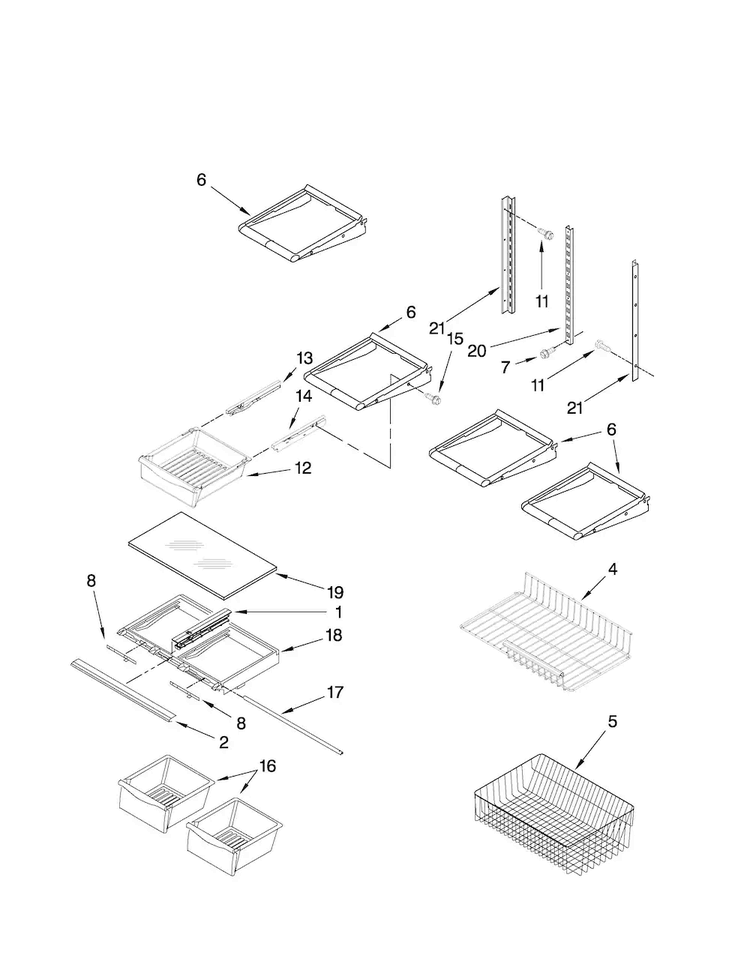 Shelf Parts Diagram and Parts List for MBB1953WEB1  Maytag Refrigerator