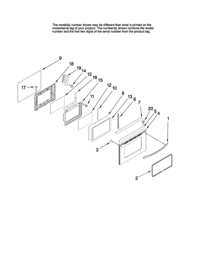 Lower Door Parts Diagram and Parts List for MER6775BCS17  Maytag Range