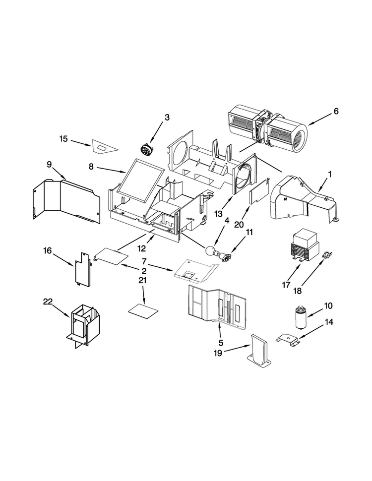 Air Flow Parts Diagram and Parts List for MMV5208WB0  Maytag Microwave
