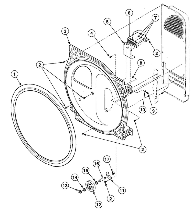 Roller Assy Diagram and Parts List for SSE717LF  Speed Queen Dryer