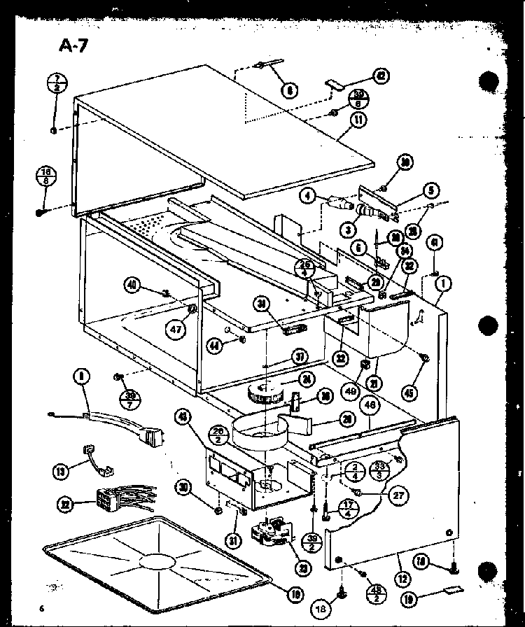 Interior Diagram and Parts List for RR-700 P75411-3M Amana Microwave