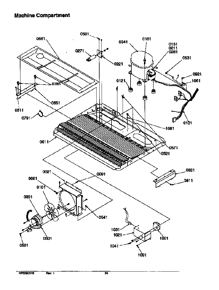Machine Compartment Diagram and Parts List for SRD526TW-P1310201WW  Amana Refrigerator