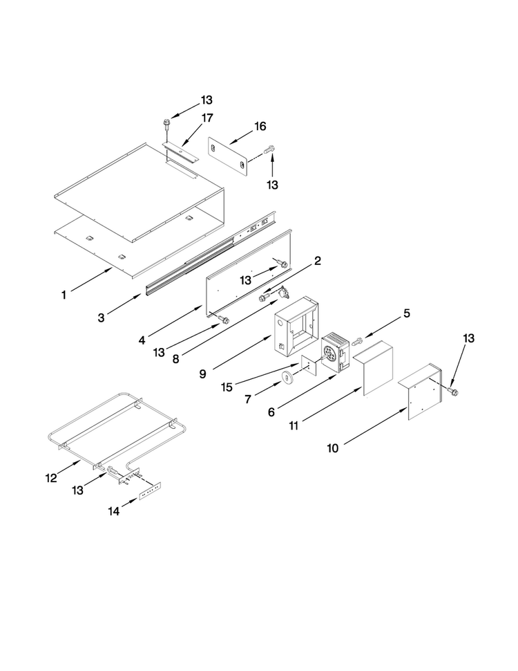 Internal Warming Drawer Parts Diagram and Parts List for JWD2130WP00  Jenn-Air Warming Drawer