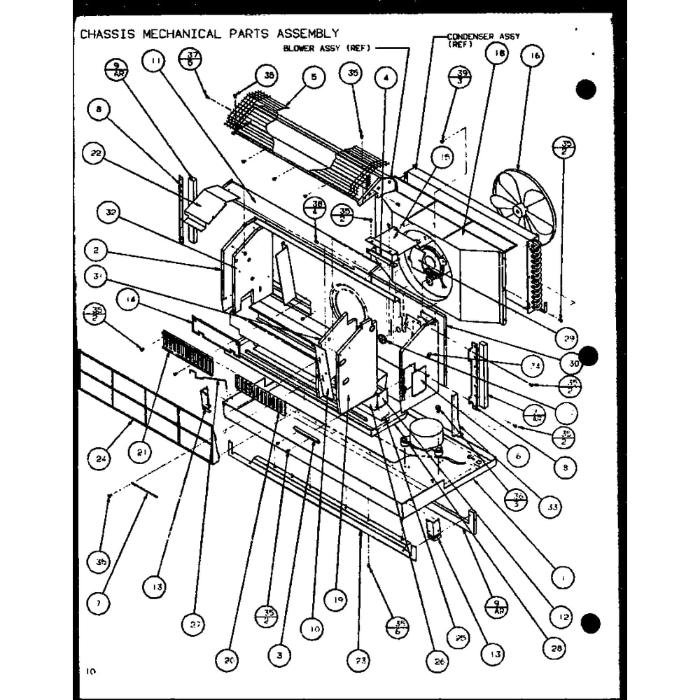 Chassis Mechanical Parts Assembly 3 Diagram and Parts List for PTC12400EC P9872415R Amana Air Conditioner