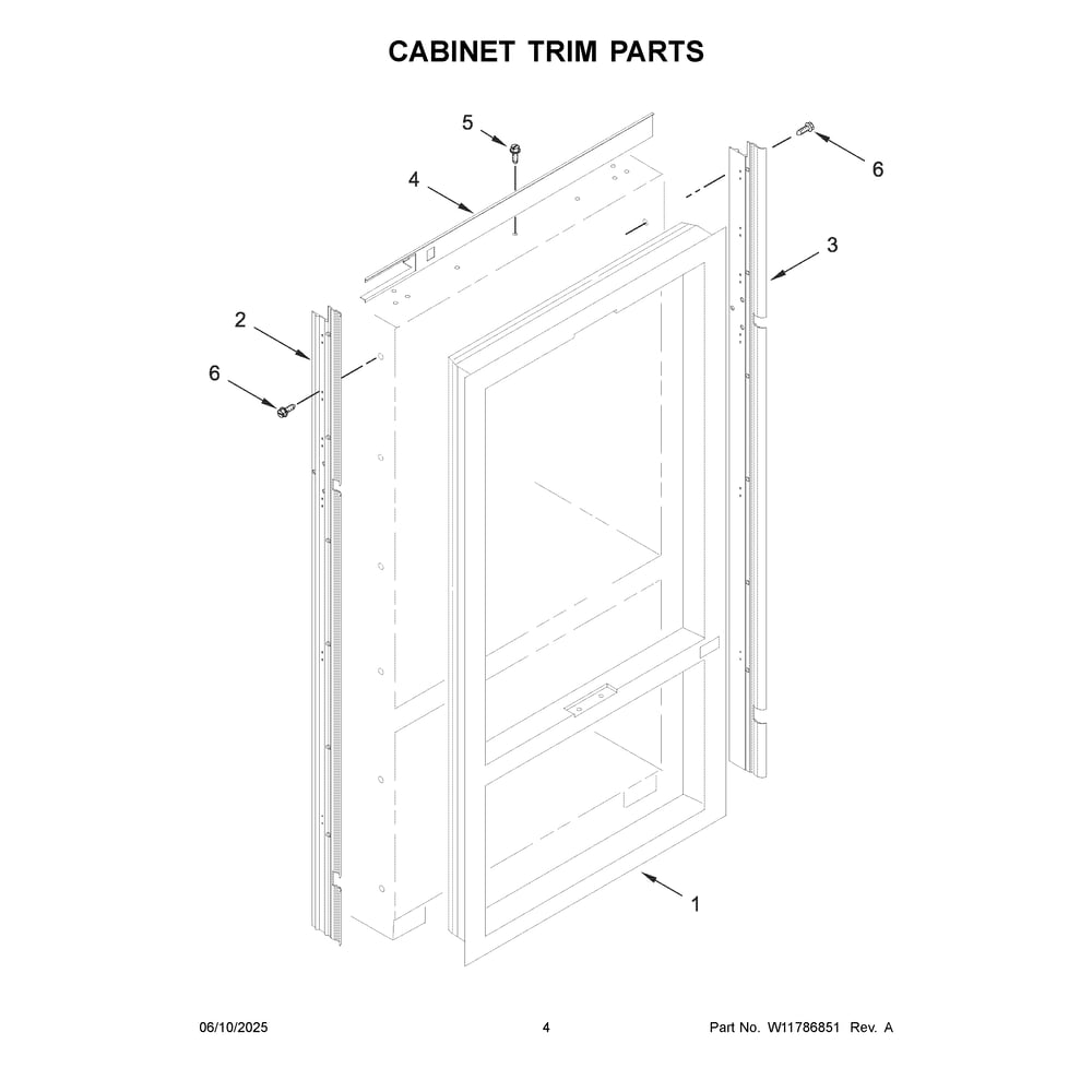 Cabinet Trim Parts Diagram and Parts List for JB36NXFXRE25  Jenn-Air Refrigerator