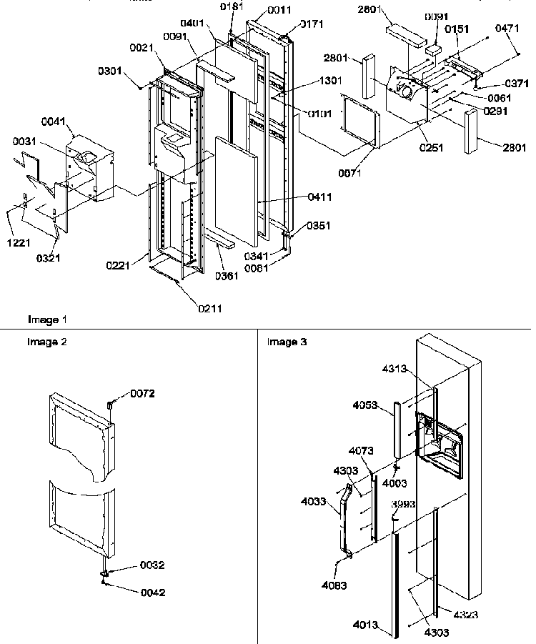 Freezer Door Diagram and Parts List for SRD325S5E-P1307201WE  Amana Refrigerator