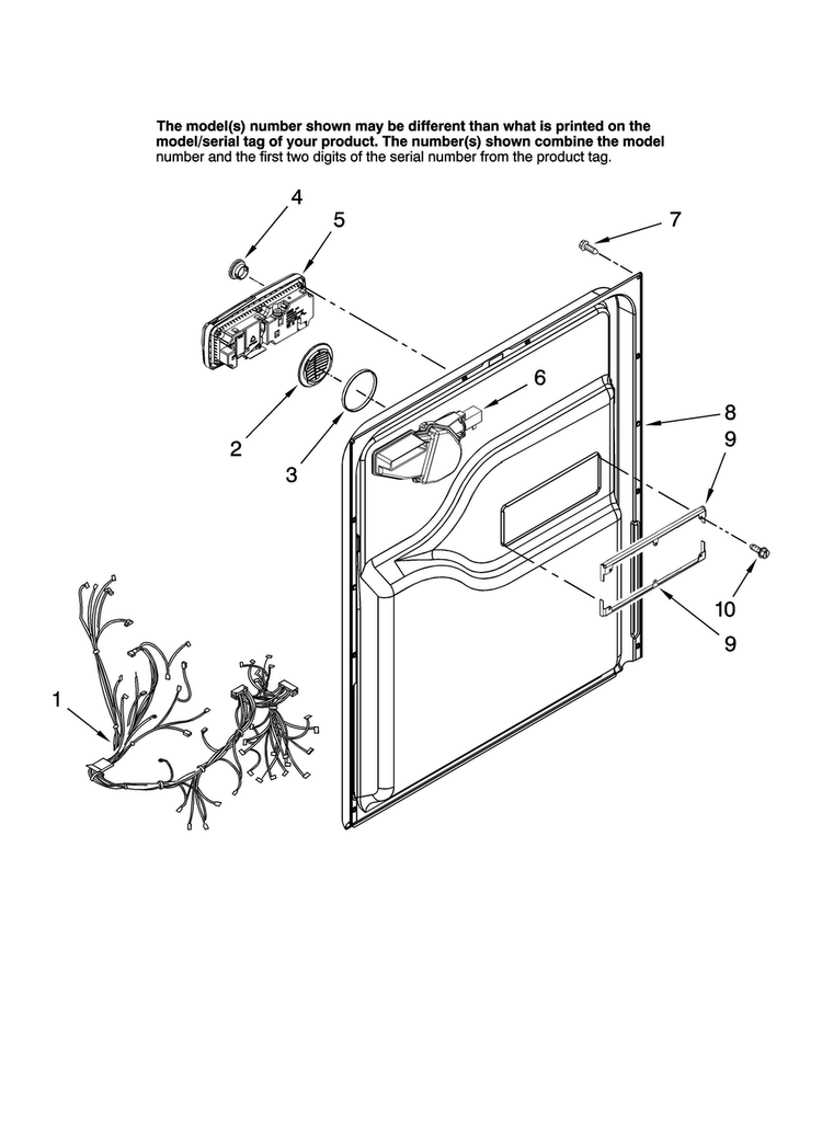 Door And Latch Parts Diagram and Parts List for MDB4651AWB42  Maytag Dishwasher