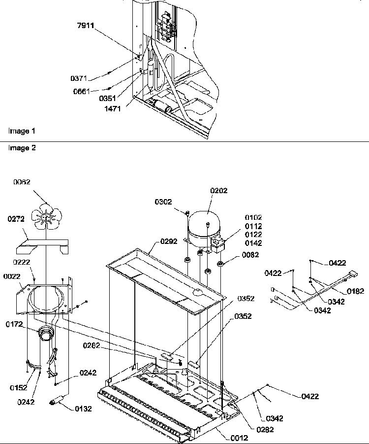 Machine Compartment Diagram and Parts List for ATS518SW-P1183714WW  Amana Refrigerator