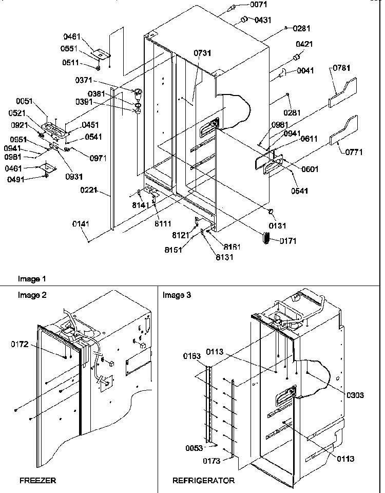 Cabinet Parts Diagram and Parts List for SRD526TW-P1313401WW  Amana Refrigerator