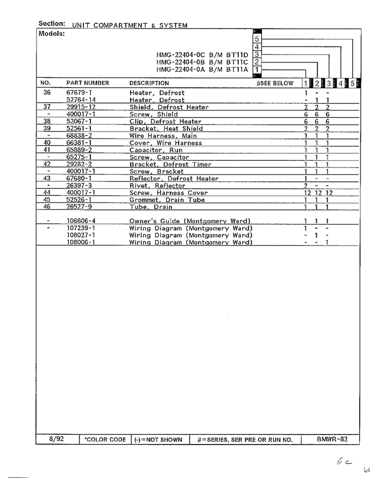 Unit Compartment And Shelves Page 3 Diagram and Parts List for 22404-0C  Admiral Refrigerator