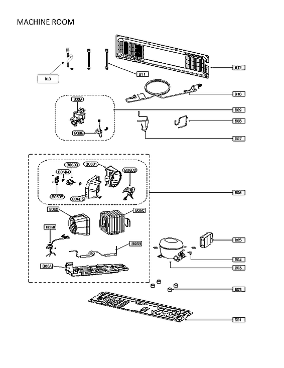 Machine Room Diagram and Parts List for 11175032120  Kenmore Refrigerator