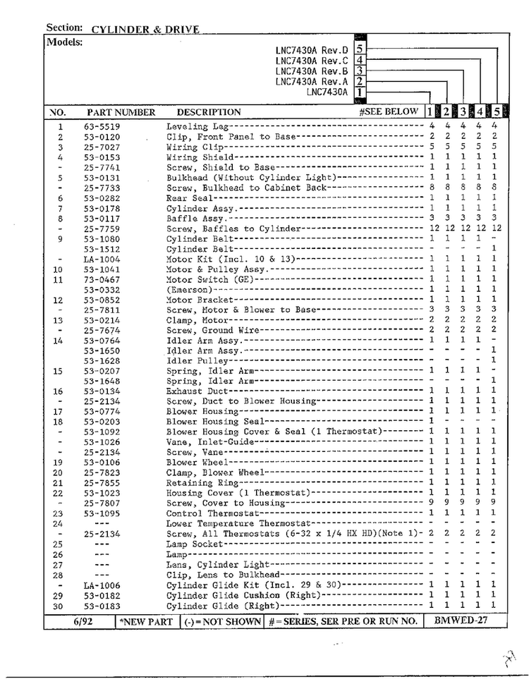Cylinder And Drive Page 2 Diagram and Parts List for 7430A REV D Norge Dryer