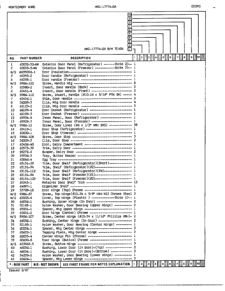 Doors/misc Page 2 Diagram and Parts List for 17774A  Admiral Refrigerator