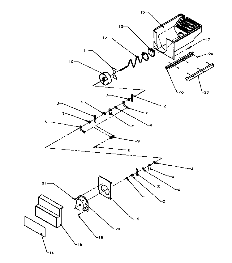Crushed Ice Bucket Diagram and Parts List for SXD20Q2W-P1162508WW  Amana Refrigerator